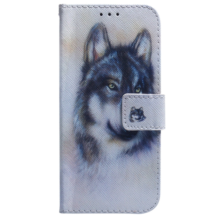 For Samsung Galaxy S25 Ultra 5G Coloured Drawing Flip Leather Phone Case(White Wolf)