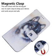 For Samsung Galaxy S25 Ultra 5G Coloured Drawing Flip Leather Phone Case(White Wolf)