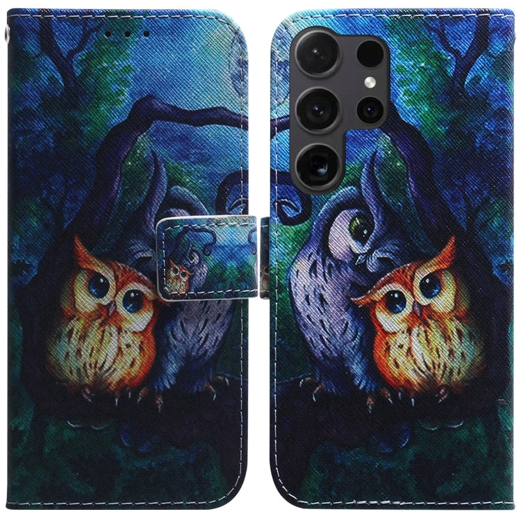 For Samsung Galaxy S25 Ultra 5G Coloured Drawing Flip Leather Phone Case(Oil Painting Owl) - Galaxy S25 Ultra 5G Cases by PMC Jewellery | Online Shopping South Africa | PMC Jewellery | Buy Now Pay Later Mobicred