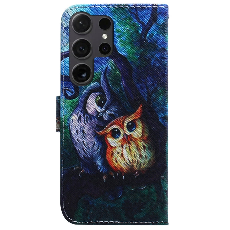 For Samsung Galaxy S25 Ultra 5G Coloured Drawing Flip Leather Phone Case(Oil Painting Owl) - Galaxy S25 Ultra 5G Cases by PMC Jewellery | Online Shopping South Africa | PMC Jewellery | Buy Now Pay Later Mobicred