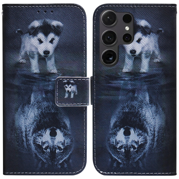 For Samsung Galaxy S25 Ultra 5G Coloured Drawing Flip Leather Phone Case(Wolf and Dog) - Galaxy S25 Ultra 5G Cases by PMC Jewellery | Online Shopping South Africa | PMC Jewellery | Buy Now Pay Later Mobicred