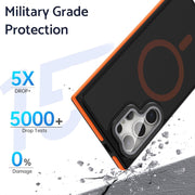 For Samsung Galaxy S24 Ultra 5G Magsafe Dual-Color Skin Feel Lens Film Phone Case with Lens Fold Holder(Gray)