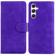 For Samsung Galaxy S25 5G Skin Feel Pure Color Flip Leather Phone Case(Purple)