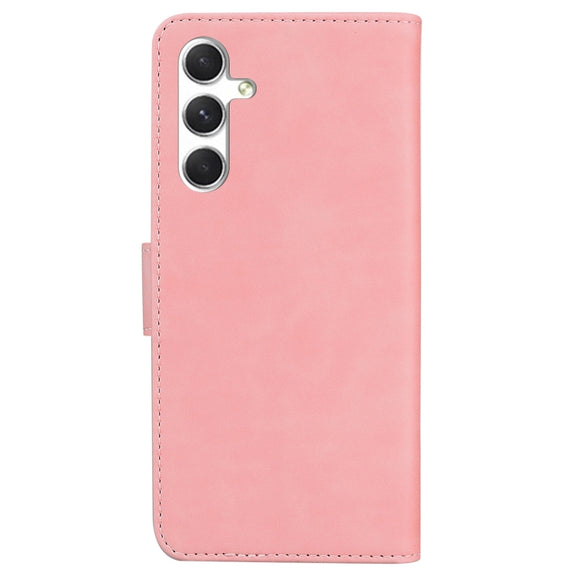 For Samsung Galaxy S25 5G Skin Feel Pure Color Flip Leather Phone Case(Pink)