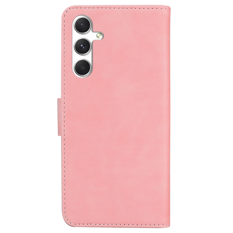 For Samsung Galaxy S25 5G Skin Feel Pure Color Flip Leather Phone Case(Pink)