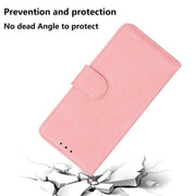 For Samsung Galaxy S25 5G Skin Feel Pure Color Flip Leather Phone Case(Pink)