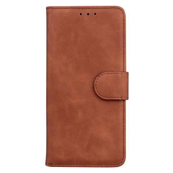 For Samsung Galaxy S25 5G Skin Feel Pure Color Flip Leather Phone Case(Brown)