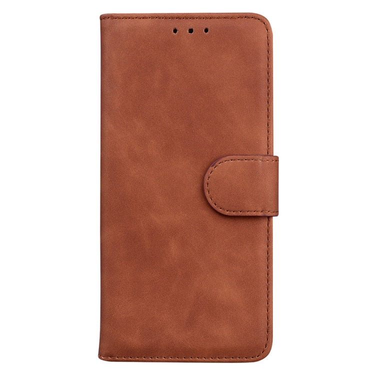 For Samsung Galaxy S25 5G Skin Feel Pure Color Flip Leather Phone Case(Brown)