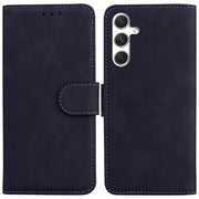 For Samsung Galaxy S25 5G Skin Feel Pure Color Flip Leather Phone Case(Black)