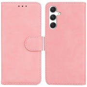 For Samsung Galaxy S25+ 5G Skin Feel Pure Color Flip Leather Phone Case(Pink)