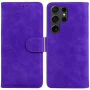 For Samsung Galaxy S25 Ultra 5G Skin Feel Pure Color Flip Leather Phone Case(Purple)