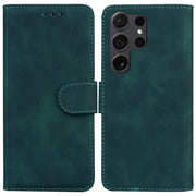 For Samsung Galaxy S25 Ultra 5G Skin Feel Pure Color Flip Leather Phone Case(Green)