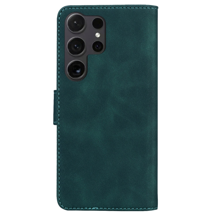 For Samsung Galaxy S25 Ultra 5G Skin Feel Pure Color Flip Leather Phone Case(Green)