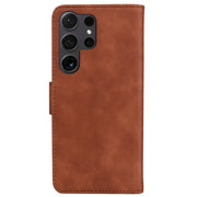 For Samsung Galaxy S25 Ultra 5G Skin Feel Pure Color Flip Leather Phone Case(Brown)