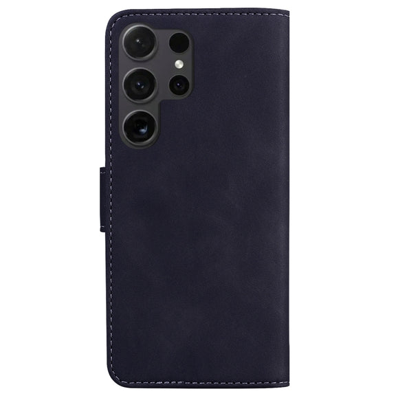 For Samsung Galaxy S25 Ultra 5G Skin Feel Pure Color Flip Leather Phone Case(Black)
