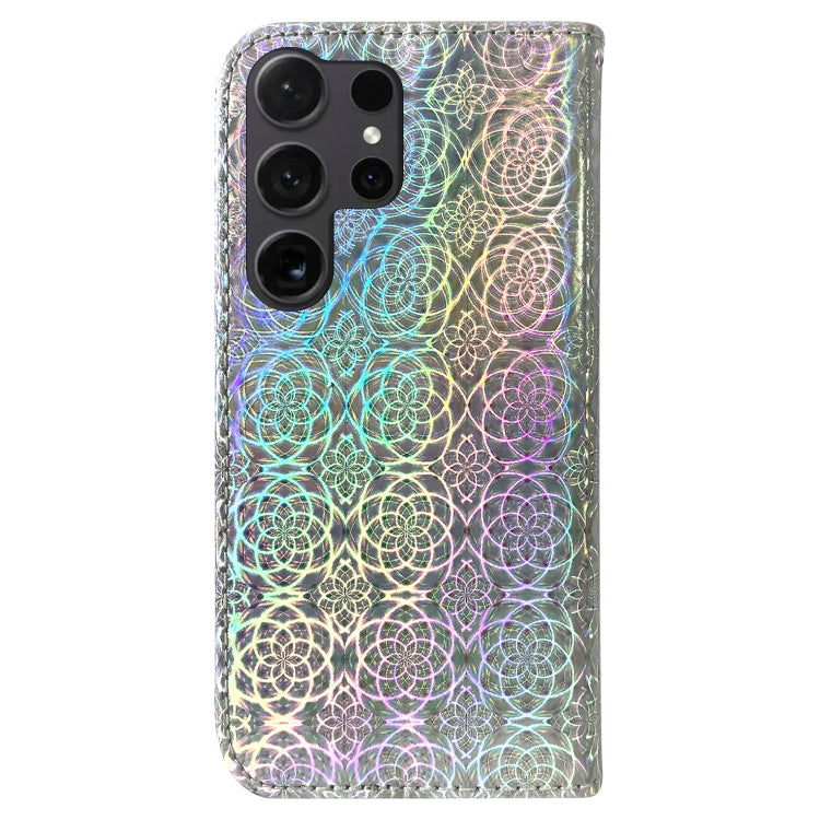 For Samsung Galaxy S25 Ultra 5G Colorful Magnetic Buckle Leather Phone Case(Silver)