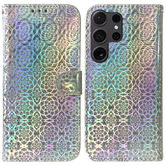For Samsung Galaxy S25 Ultra 5G Colorful Magnetic Buckle Leather Phone Case(Silver)