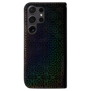 For Samsung Galaxy S25 Ultra 5G Colorful Magnetic Buckle Leather Phone Case(Black)