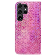 For Samsung Galaxy S25 Ultra 5G Colorful Magnetic Buckle Leather Phone Case(Pink)