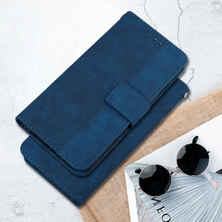 For Samsung Galaxy S25 5G Geometric Embossed Leather Phone Case(Blue) - Galaxy S25 5G Cases by PMC Jewellery | Online Shopping South Africa | PMC Jewellery | Buy Now Pay Later Mobicred