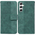 For Samsung Galaxy S25 5G Geometric Embossed Leather Phone Case(Green) - Galaxy S25 5G Cases by PMC Jewellery | Online Shopping South Africa | PMC Jewellery | Buy Now Pay Later Mobicred