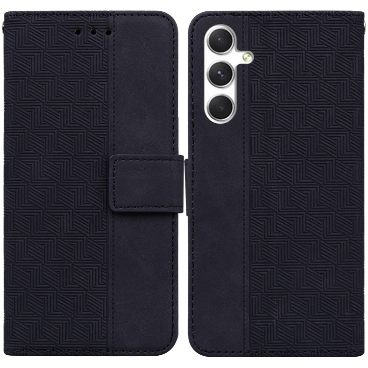 For Samsung Galaxy S25 5G Geometric Embossed Leather Phone Case(Black) - Galaxy S25 5G Cases by PMC Jewellery | Online Shopping South Africa | PMC Jewellery | Buy Now Pay Later Mobicred