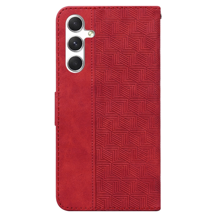 For Samsung Galaxy S25 5G Geometric Embossed Leather Phone Case(Red) - Galaxy S25 5G Cases by PMC Jewellery | Online Shopping South Africa | PMC Jewellery | Buy Now Pay Later Mobicred