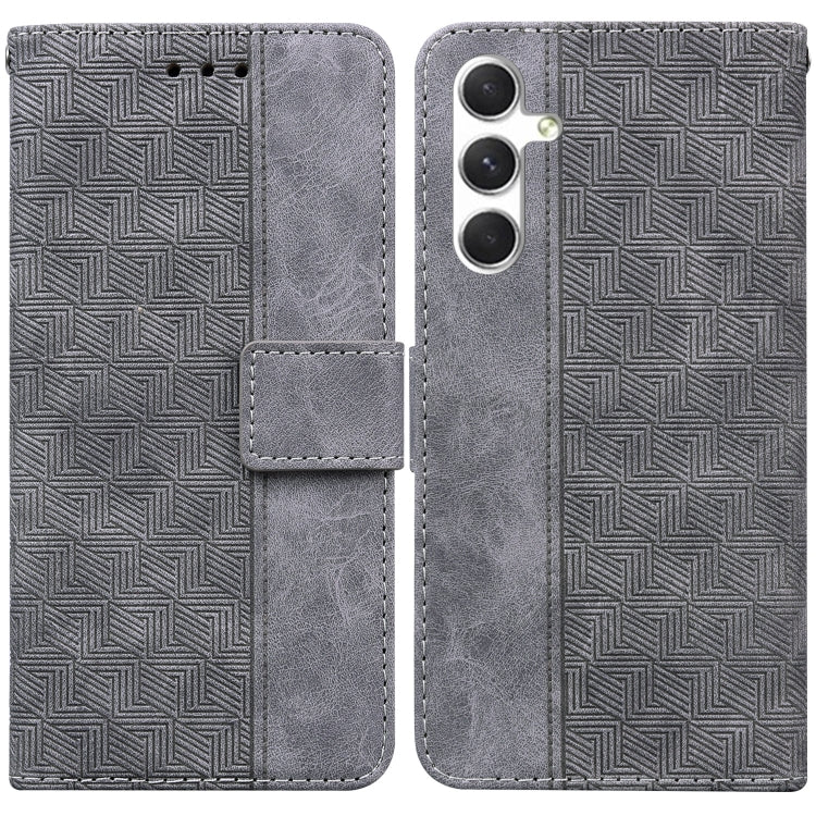 For Samsung Galaxy S25+ 5G Geometric Embossed Leather Phone Case(Grey) - Galaxy S25+ 5G Cases by PMC Jewellery | Online Shopping South Africa | PMC Jewellery | Buy Now Pay Later Mobicred