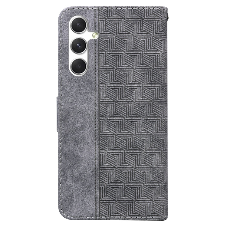 For Samsung Galaxy S25+ 5G Geometric Embossed Leather Phone Case(Grey)