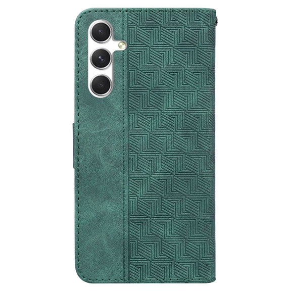 For Samsung Galaxy S25+ 5G Geometric Embossed Leather Phone Case(Green)