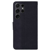 For Samsung Galaxy S25 Ultra 5G Geometric Embossed Leather Phone Case(Black)