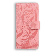 For Samsung Galaxy S25 5G Tiger Embossing Pattern Flip Leather Phone Case(Pink)