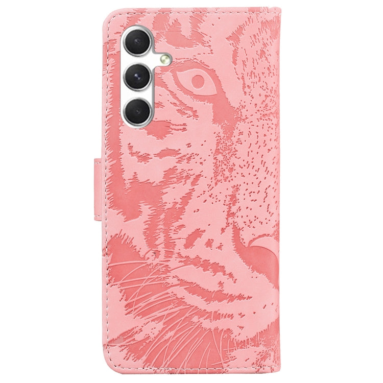 For Samsung Galaxy S25 5G Tiger Embossing Pattern Flip Leather Phone Case(Pink)