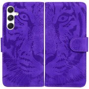 For Samsung Galaxy S25+ 5G Tiger Embossing Pattern Flip Leather Phone Case(Purple)