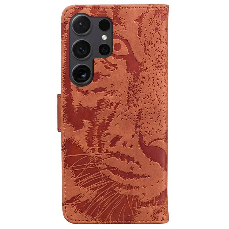 For Samsung Galaxy S25 Ultra 5G Tiger Embossing Pattern Flip Leather Phone Case(Brown) - free shipping - PMC Jewellery - Order now!