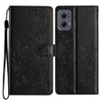 For Motorola Edge 2024 Butterflies and Flowers Leather Phone Case(Black) - Motorola Cases by PMC Jewellery | Online Shopping South Africa | PMC Jewellery | Buy Now Pay Later Mobicred