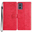 For Motorola Edge 2024 Butterflies and Flowers Leather Phone Case(Red) - Motorola Cases by PMC Jewellery | Online Shopping South Africa | PMC Jewellery | Buy Now Pay Later Mobicred