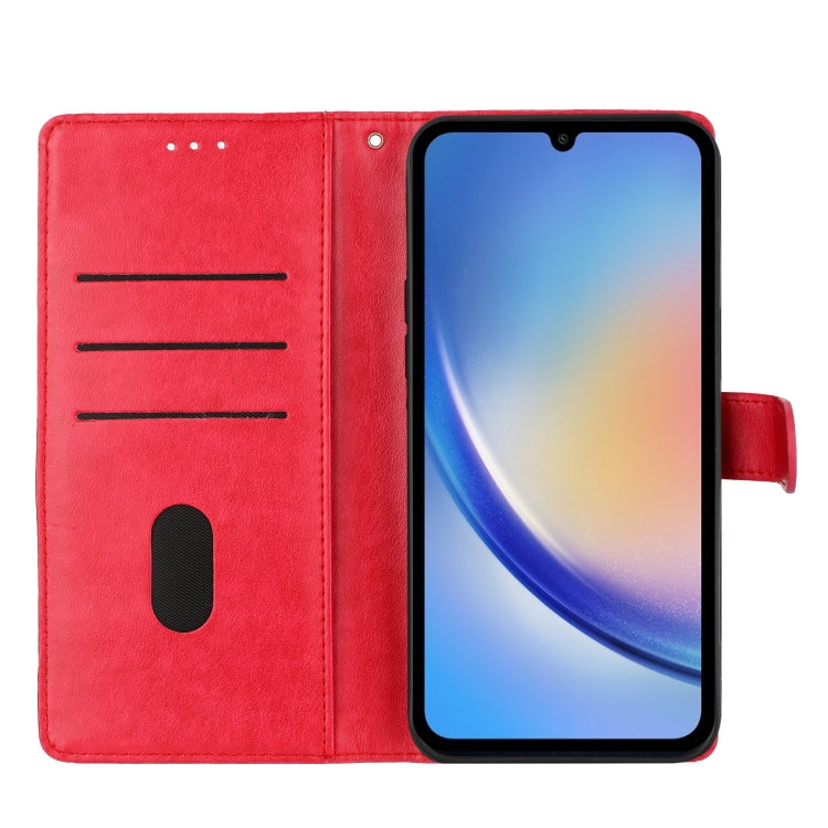 For Motorola Edge 2024 Butterflies and Flowers Leather Phone Case(Red)