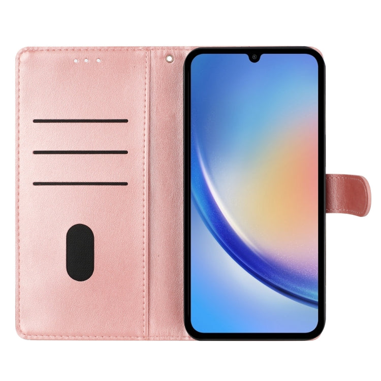 For Motorola Edge 2024 Butterflies and Flowers Leather Phone Case(Rose Gold)