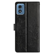 For Motorola Moto G Play 5G 2024 Butterflies and Flowers Leather Phone Case(Black)