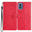 For Motorola Moto G Play 5G 2024 Butterflies and Flowers Leather Phone Case(Red) - Motorola Cases by PMC Jewellery | Online Shopping South Africa | PMC Jewellery | Buy Now Pay Later Mobicred