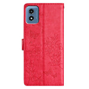 For Motorola Moto G Play 5G 2024 Butterflies and Flowers Leather Phone Case(Red)