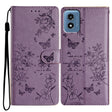 For Motorola Moto G Play 5G 2024 Butterflies and Flowers Leather Phone Case(Purple) - Motorola Cases by PMC Jewellery | Online Shopping South Africa | PMC Jewellery | Buy Now Pay Later Mobicred