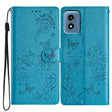 For Motorola Moto G Play 5G 2024 Butterflies and Flowers Leather Phone Case(Blue) - Motorola Cases by PMC Jewellery | Online Shopping South Africa | PMC Jewellery | Buy Now Pay Later Mobicred