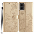 For Motorola Moto G Stylus 5G 2024 Butterflies and Flowers Leather Phone Case(Gold) - Motorola Cases by PMC Jewellery | Online Shopping South Africa | PMC Jewellery | Buy Now Pay Later Mobicred