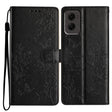 For Motorola Moto G Stylus 5G 2024 Butterflies and Flowers Leather Phone Case(Black) - Motorola Cases by PMC Jewellery | Online Shopping South Africa | PMC Jewellery | Buy Now Pay Later Mobicred