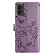 For Motorola Moto G Stylus 5G 2024 Butterflies and Flowers Leather Phone Case(Purple)