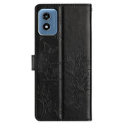 For Motorola Moto G Play 2024 Butterflies and Flowers Leather Phone Case(Black)