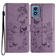 For Motorola Moto G Play 2024 Butterflies and Flowers Leather Phone Case(Purple) - Motorola Cases by PMC Jewellery | Online Shopping South Africa | PMC Jewellery | Buy Now Pay Later Mobicred