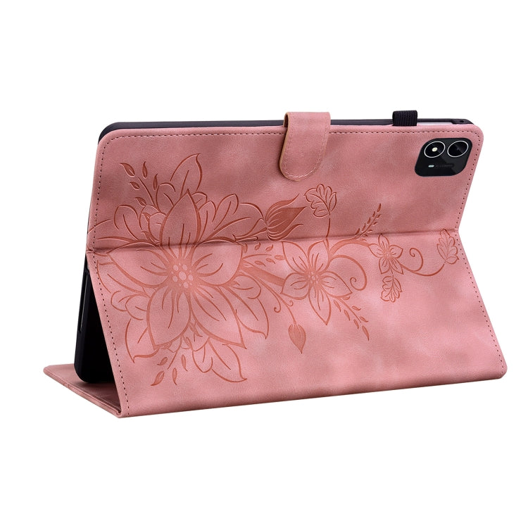 For itel Pad One 10.1 Lily Embossed Leather Tablet Case(Pink) - Others by PMC TechLife | Online Shopping South Africa | PMC TechLife | Buy Now Pay Later Mobicred